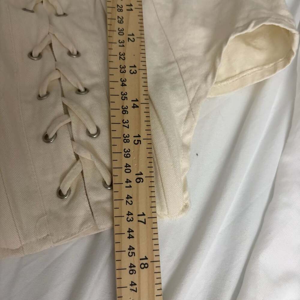Lone Star Lace-Up Corset Top Size L Cream Cotton Square Neck Tank - Picture 6 of 6